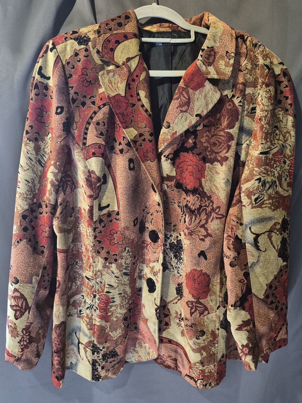 Penningtons Tapastry Womens Floral Pattern Button-Front Jacket - Multicolor